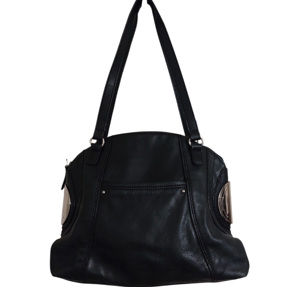 B. Makowsky Black Leather Shoulder Bag